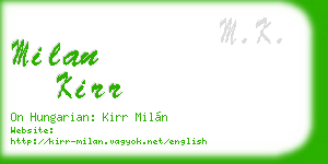 milan kirr business card